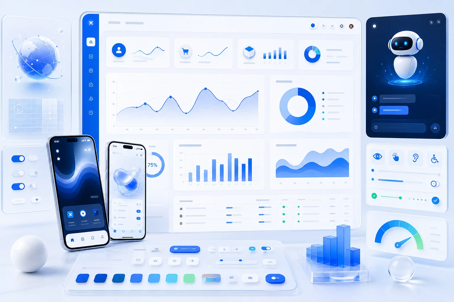 Giao diện dashboard hiện đại thể hiện các xu hướng UI UX năm 2026